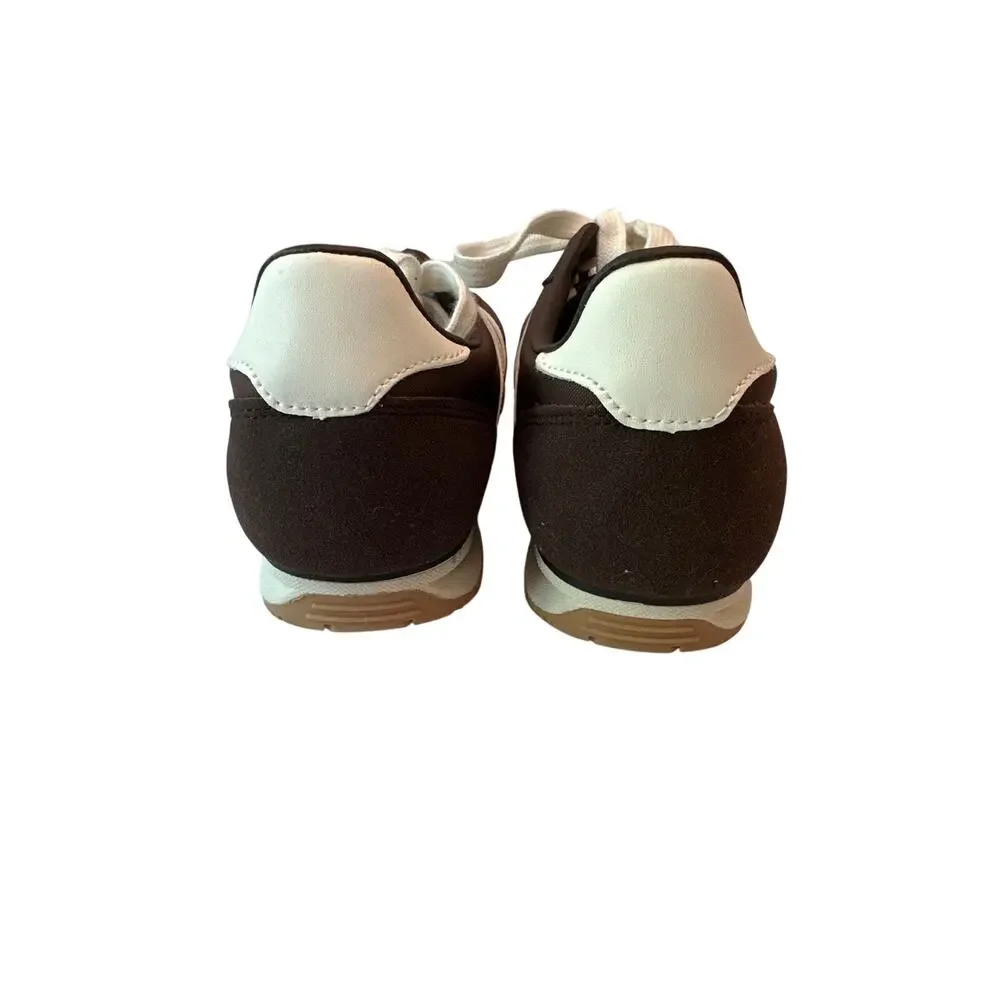No Boundaries Retro Sneakers Women 9 Brown White Suede Look Y2K Terrace